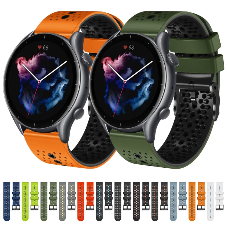 For Amazfit 3 22mm Perforated Two-Color Silicone Watch Band