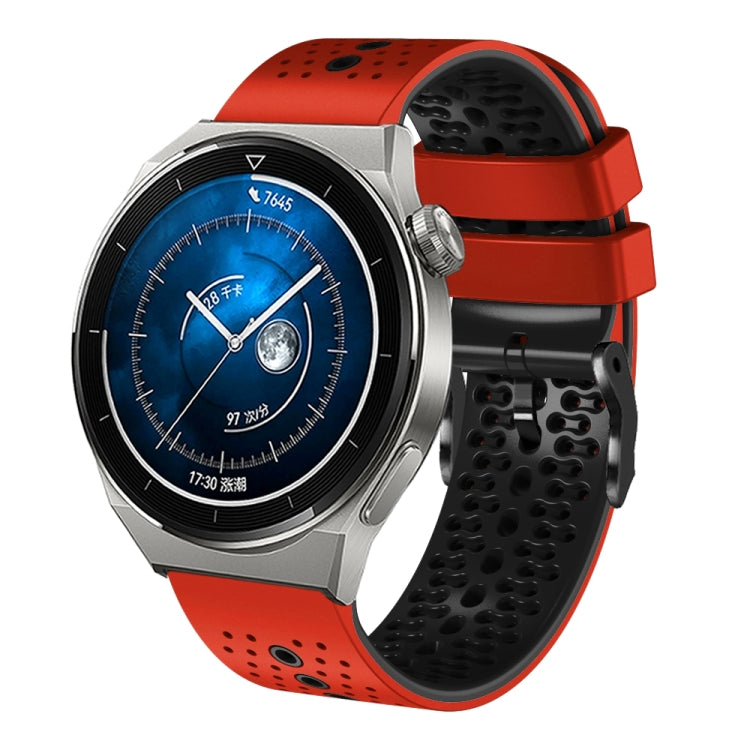 For Huawei Watch GT3 Pro 46mm 22mm Perforated Two-Color Silicone Watch Band