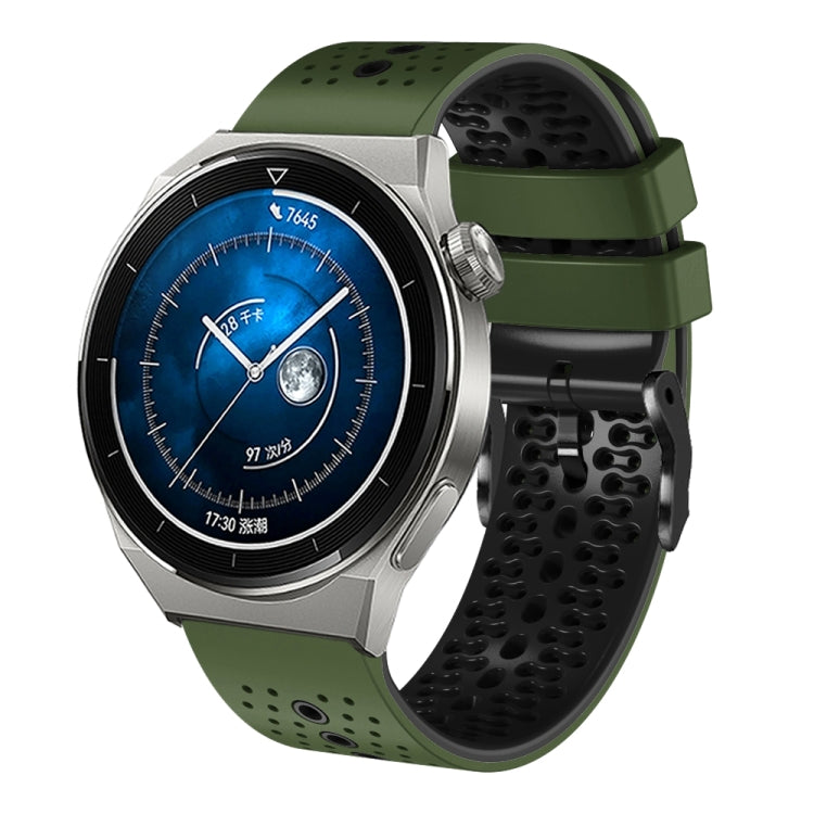 For Huawei Watch GT3 Pro 46mm 22mm Perforated Two-Color Silicone Watch Band