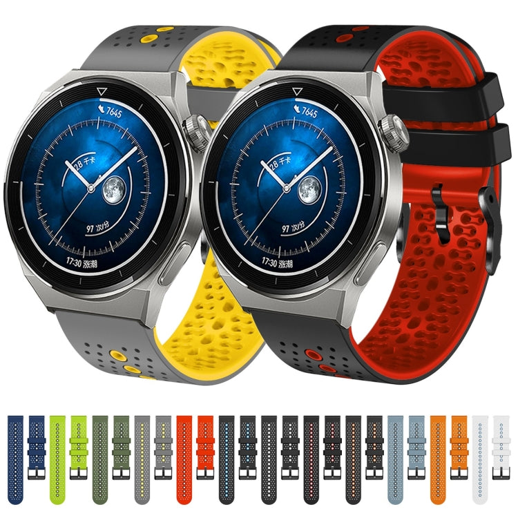 For Huawei Watch GT3 Pro 46mm 22mm Perforated Two-Color Silicone Watch Band
