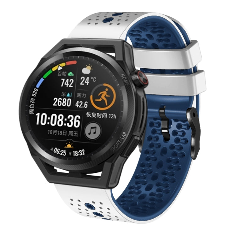 For Huawei Watch GT Runner 22mm Perforated Two-Color Silicone Watch Band
