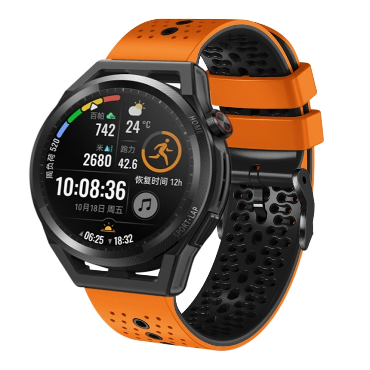 For Huawei Watch GT Runner 22mm Perforated Two-Color Silicone Watch Band