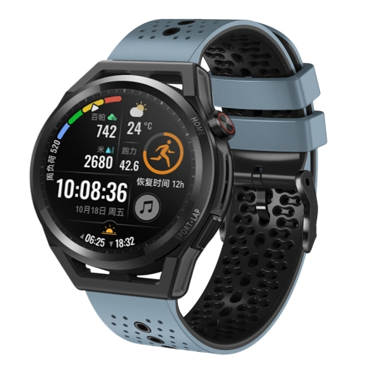 For Huawei Watch GT Runner 22mm Perforated Two-Color Silicone Watch Band