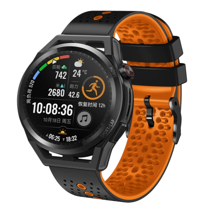 For Huawei Watch GT Runner 22mm Perforated Two-Color Silicone Watch Band