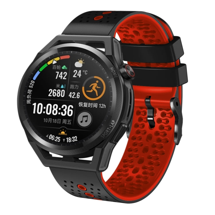 For Huawei Watch GT Runner 22mm Perforated Two-Color Silicone Watch Band