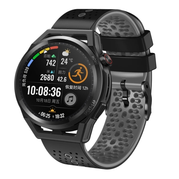 For Huawei Watch GT Runner 22mm Perforated Two-Color Silicone Watch Band
