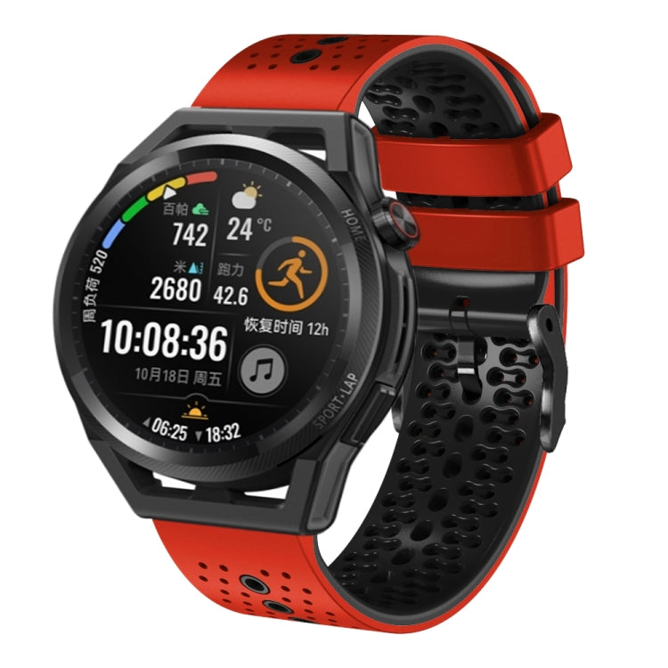 For Huawei Watch GT Runner 22mm Perforated Two-Color Silicone Watch Band