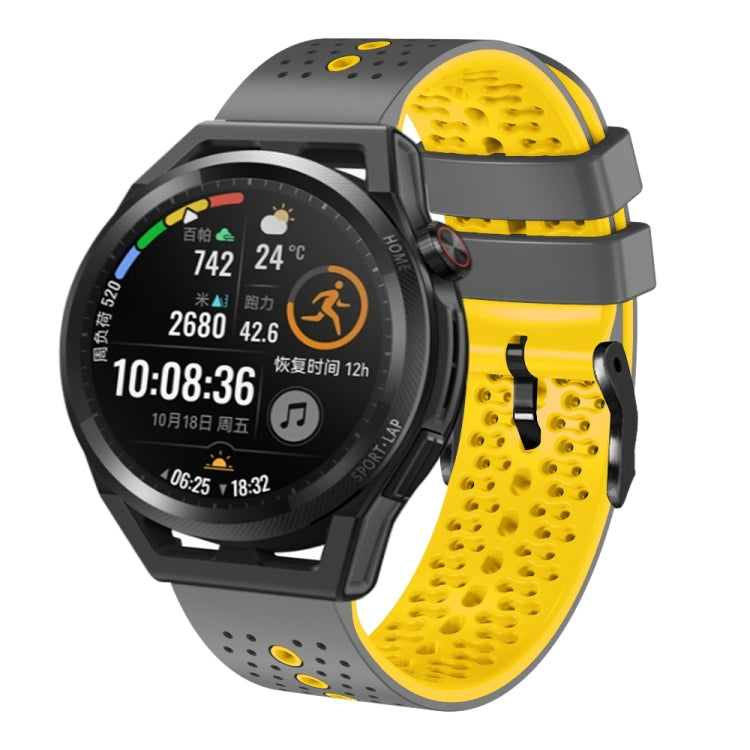 For Huawei Watch GT Runner 22mm Perforated Two-Color Silicone Watch Band
