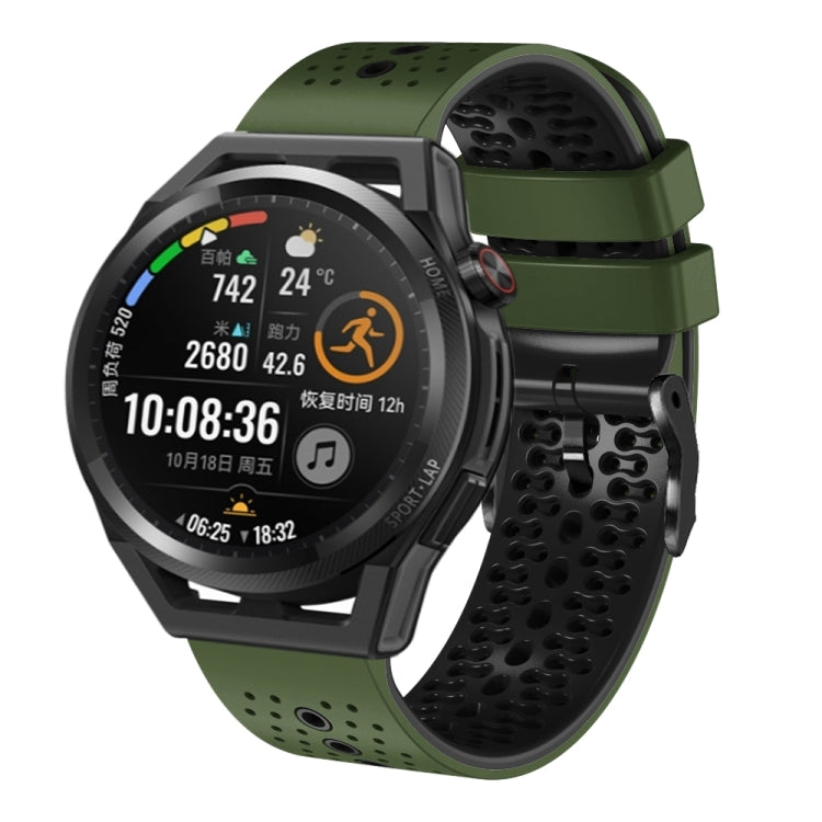For Huawei Watch GT Runner 22mm Perforated Two-Color Silicone Watch Band