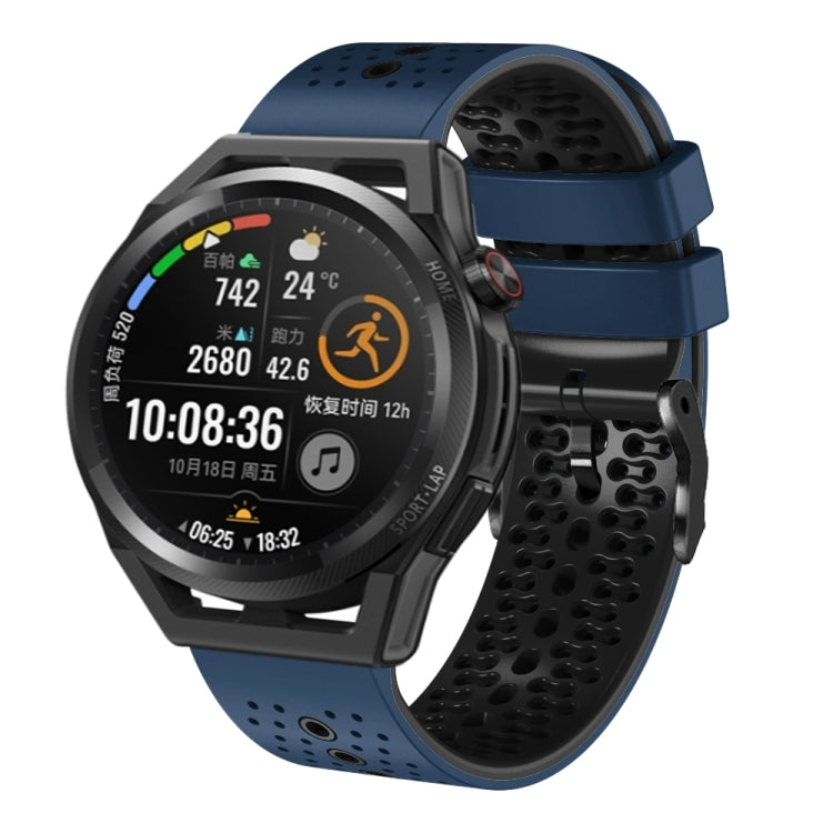For Huawei Watch GT Runner 22mm Perforated Two-Color Silicone Watch Band