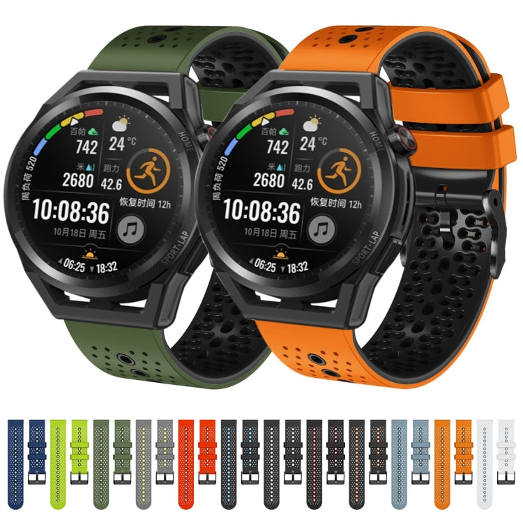 For Huawei Watch GT Runner 22mm Perforated Two-Color Silicone Watch Band