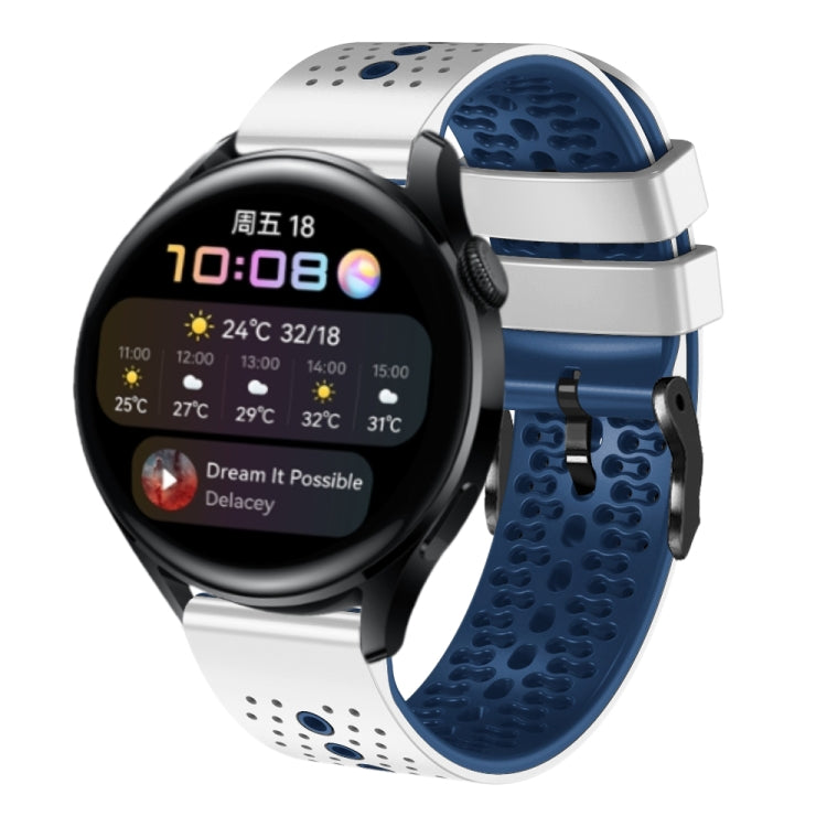 For Huawei Watch 3 22mm Perforated Two-Color Silicone Watch Band