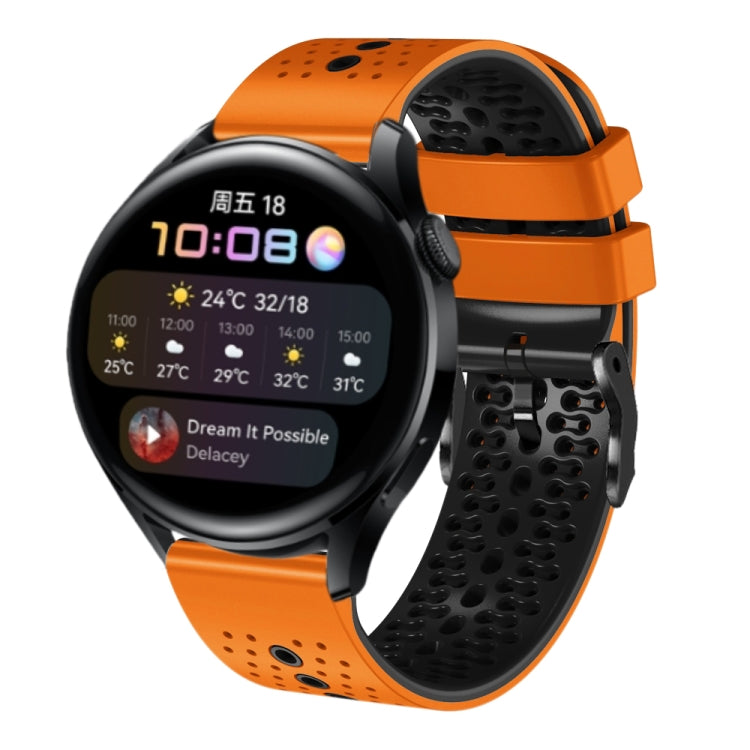 For Huawei Watch 3 22mm Perforated Two-Color Silicone Watch Band