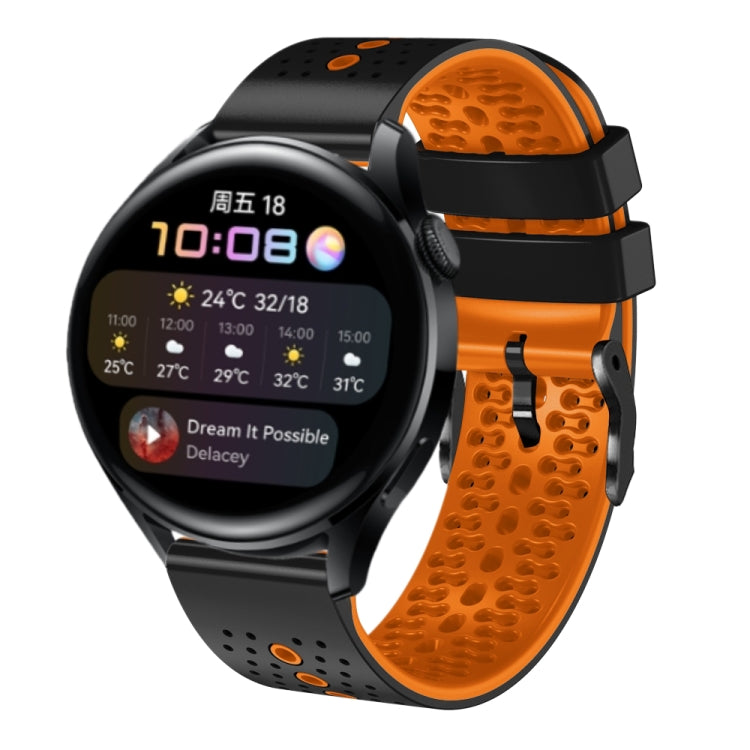For Huawei Watch 3 22mm Perforated Two-Color Silicone Watch Band