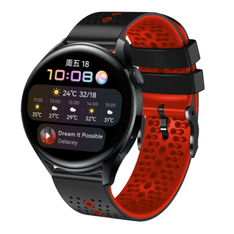 For Huawei Watch 3 22mm Perforated Two-Color Silicone Watch Band