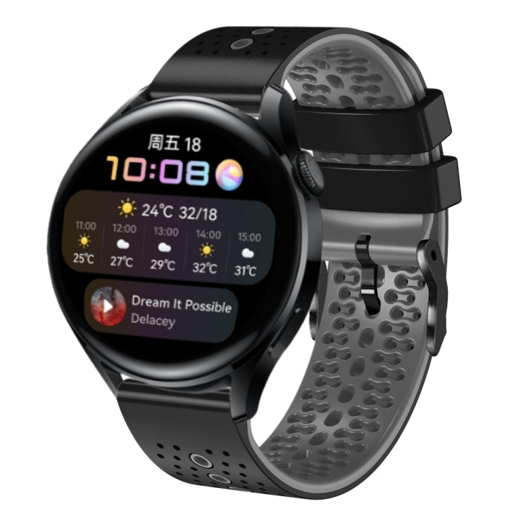 For Huawei Watch 3 22mm Perforated Two-Color Silicone Watch Band