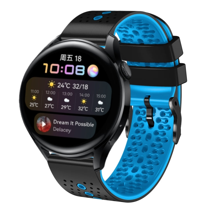 For Huawei Watch 3 22mm Perforated Two-Color Silicone Watch Band
