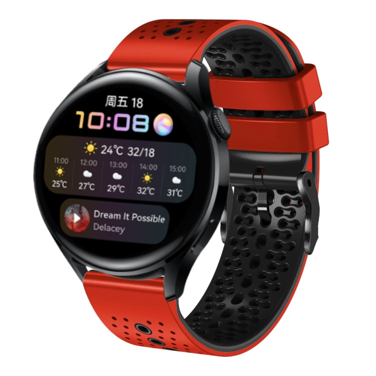 For Huawei Watch 3 22mm Perforated Two-Color Silicone Watch Band