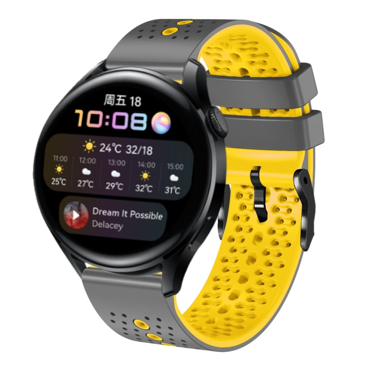 For Huawei Watch 3 22mm Perforated Two-Color Silicone Watch Band