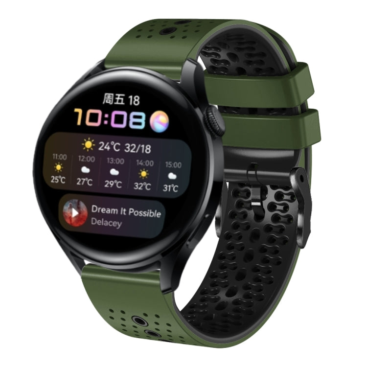 For Huawei Watch 3 22mm Perforated Two-Color Silicone Watch Band