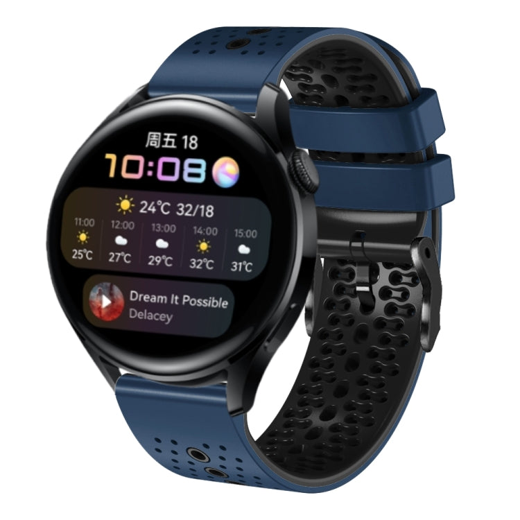 For Huawei Watch 3 22mm Perforated Two-Color Silicone Watch Band