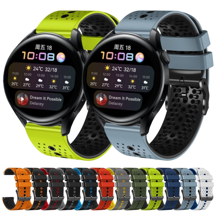 For Huawei Watch 3 22mm Perforated Two-Color Silicone Watch Band