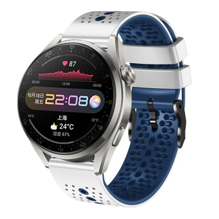 For Huawei Watch 3 Pro 22mm Perforated Two-Color Silicone Watch Band