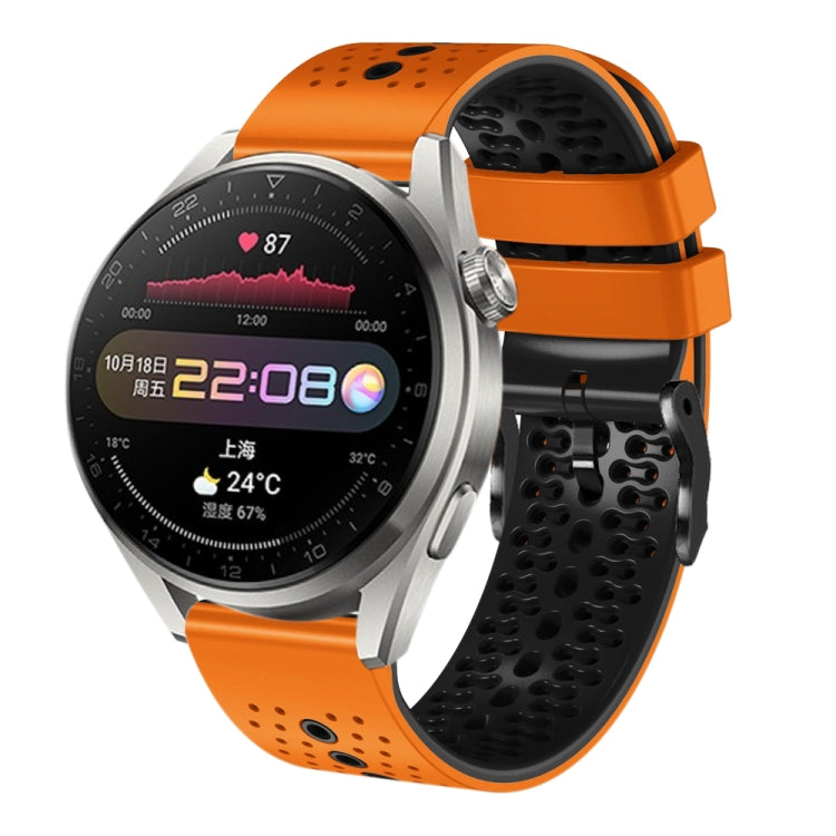 For Huawei Watch 3 Pro 22mm Perforated Two-Color Silicone Watch Band