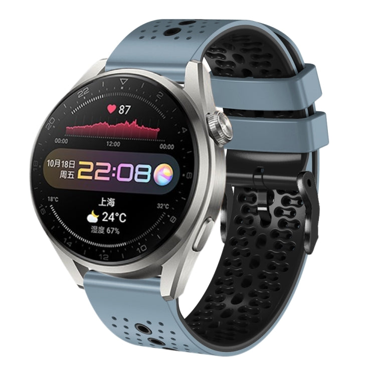 For Huawei Watch 3 Pro 22mm Perforated Two-Color Silicone Watch Band
