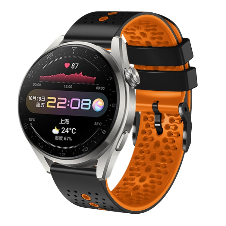 For Huawei Watch 3 Pro 22mm Perforated Two-Color Silicone Watch Band