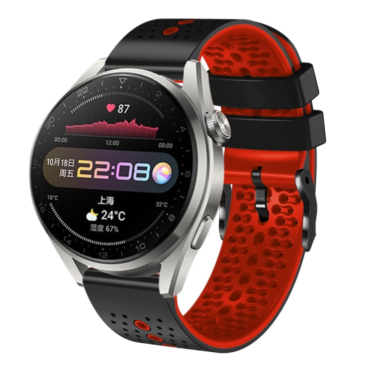 For Huawei Watch 3 Pro 22mm Perforated Two-Color Silicone Watch Band
