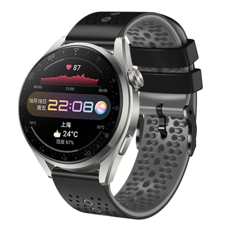 For Huawei Watch 3 Pro 22mm Perforated Two-Color Silicone Watch Band