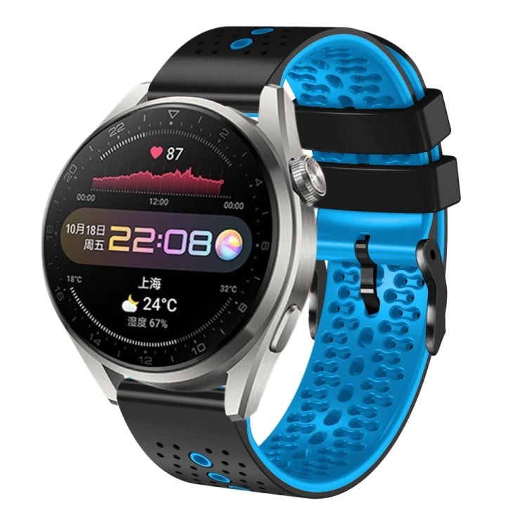 For Huawei Watch 3 Pro 22mm Perforated Two-Color Silicone Watch Band