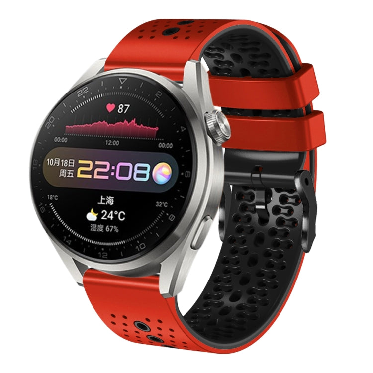 For Huawei Watch 3 Pro 22mm Perforated Two-Color Silicone Watch Band
