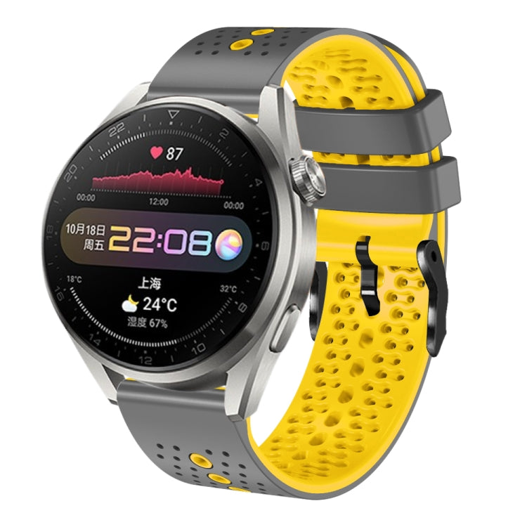 For Huawei Watch 3 Pro 22mm Perforated Two-Color Silicone Watch Band