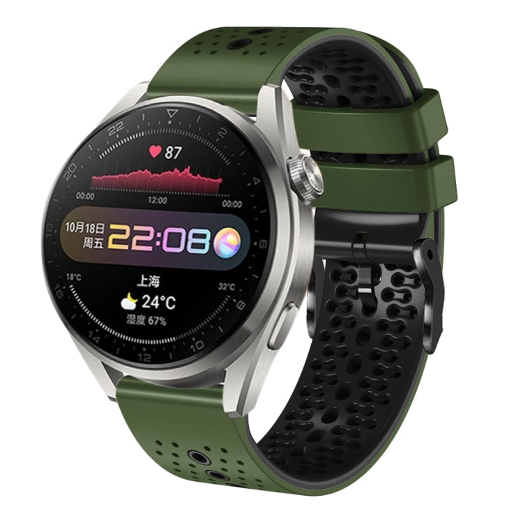 For Huawei Watch 3 Pro 22mm Perforated Two-Color Silicone Watch Band