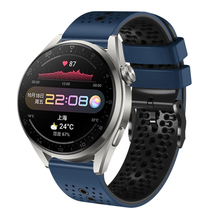 For Huawei Watch 3 Pro 22mm Perforated Two-Color Silicone Watch Band