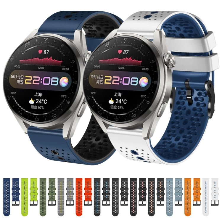 For Huawei Watch 3 Pro 22mm Perforated Two-Color Silicone Watch Band