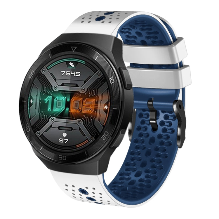 For Huawei Watch GT 2E 22mm Perforated Two-Color Silicone Watch Band