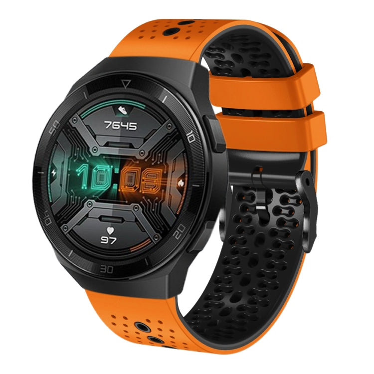 For Huawei Watch GT 2E 22mm Perforated Two-Color Silicone Watch Band
