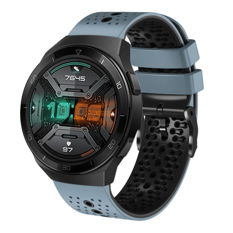For Huawei Watch GT 2E 22mm Perforated Two-Color Silicone Watch Band