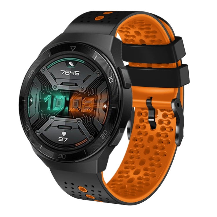 For Huawei Watch GT 2E 22mm Perforated Two-Color Silicone Watch Band