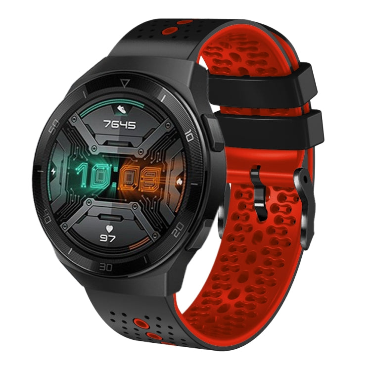 For Huawei Watch GT 2E 22mm Perforated Two-Color Silicone Watch Band