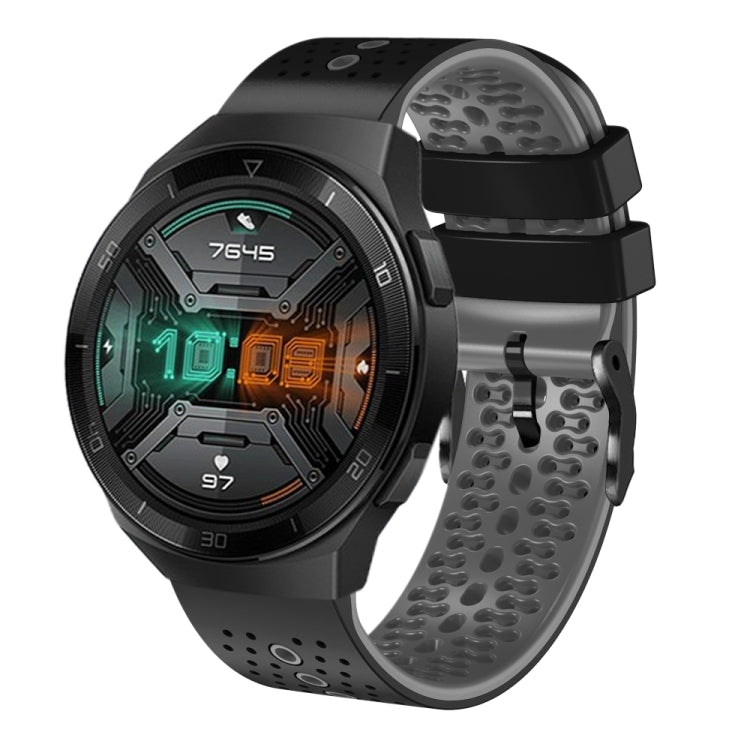 For Huawei Watch GT 2E 22mm Perforated Two-Color Silicone Watch Band
