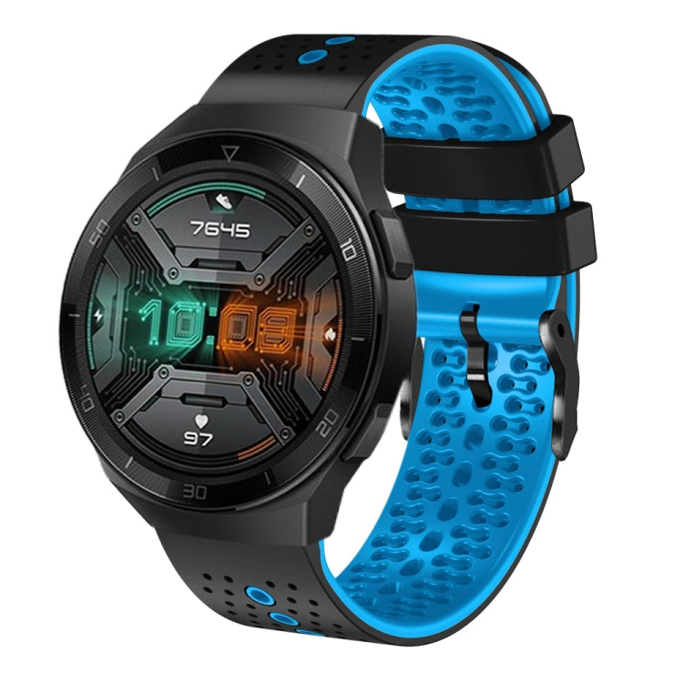 For Huawei Watch GT 2E 22mm Perforated Two-Color Silicone Watch Band
