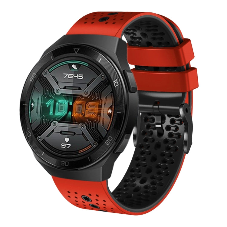 For Huawei Watch GT 2E 22mm Perforated Two-Color Silicone Watch Band