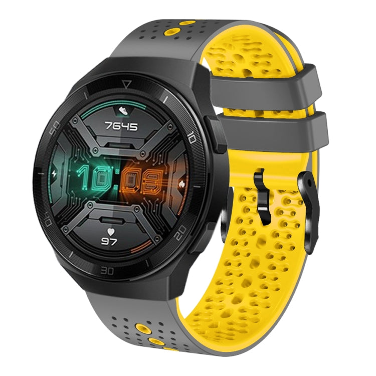 For Huawei Watch GT 2E 22mm Perforated Two-Color Silicone Watch Band