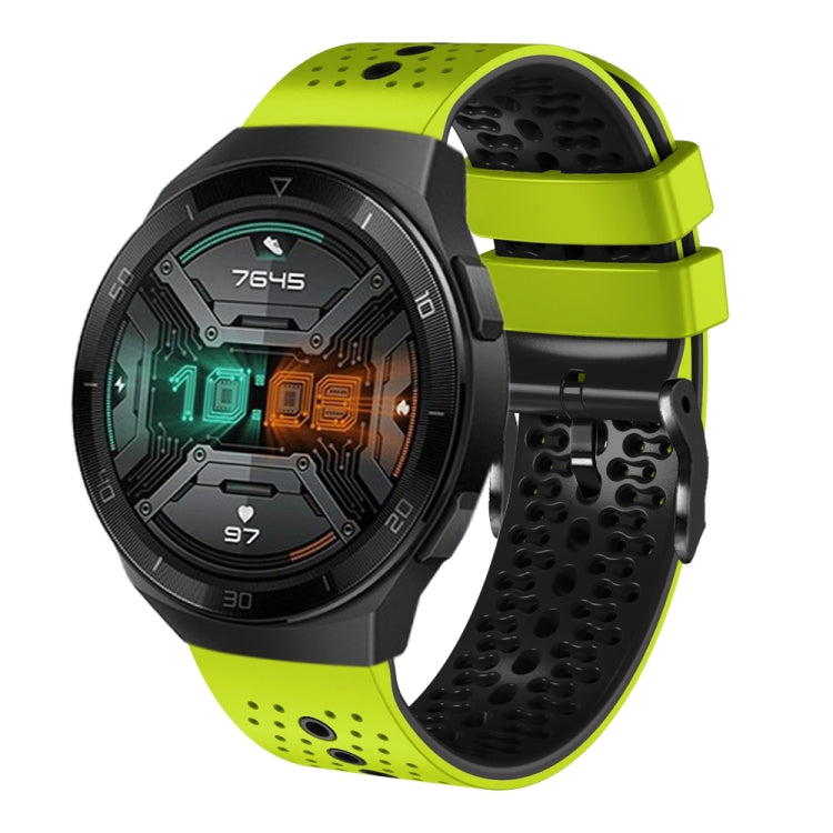 For Huawei Watch GT 2E 22mm Perforated Two-Color Silicone Watch Band