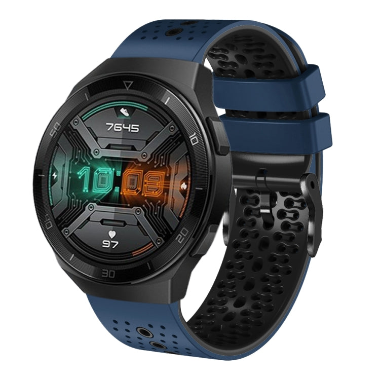 For Huawei Watch GT 2E 22mm Perforated Two-Color Silicone Watch Band