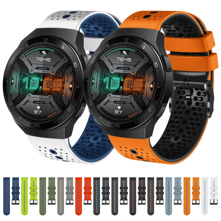 For Huawei Watch GT 2E 22mm Perforated Two-Color Silicone Watch Band
